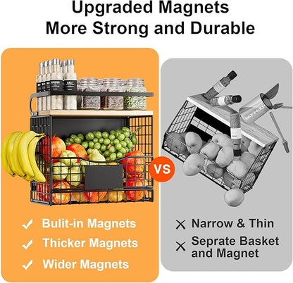 Magneitc Shelf for Fridge,Fruit Vegetable Potato & Onion Organizers Storage Basket Bins,Magnetic Spice Rack for Refrigerator & Kitchen Countertop,Pantry and Cabinet