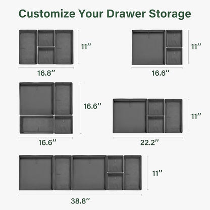 Kootek 16 Pack Drawer Organizer Clothes, Dresser Drawer Organizers for Clothing Fabric Foldable Closet Organizers and Storage Bins for Baby Clothes, Nursery, Underwear, Bras, Socks