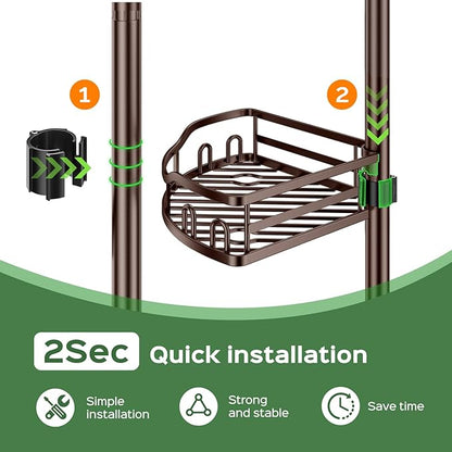 HAMITOR Shower Caddy Tension Pole: Rustproof Quick Install Corner Bathroom Organizer Shelf on Floor for Renters - 4-Tier Large Capacity Storage Rack with Soap Holder for Apartment -47-121 Inch/Bronze