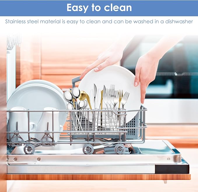 2Pcs Stainless Steel Cutlery Hanging Basket for Knife Fork Spoon,Quick Drying Compartmental Utensil Drainage Rack,Rustproof Hollow Out Utensil Drying Basket for Kitchen