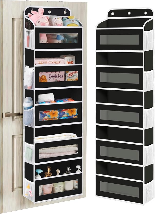 KYEVIS Over The Door Organizer, 5 Shelves Closet Door Hanging Organizer with 10 Mesh Pockets, Nursery Closet Organizer, Baby Essentials, Dorm Room Essentials for Girls