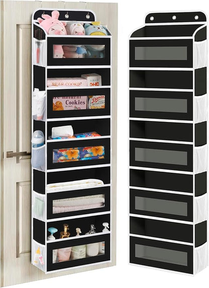KYEVIS Over The Door Organizer, 5 Shelves Closet Door Hanging Organizer with 10 Mesh Pockets, Nursery Closet Organizer, Baby Essentials, Dorm Room Essentials for Girls