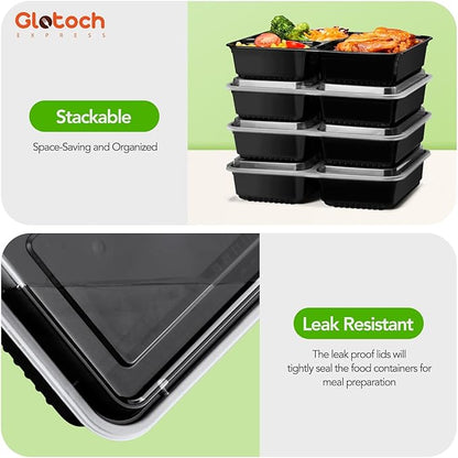 Glotoch 34oz 3-Compartment [1 Pallet-4950 Pack] Meal Prep Containers with Lids, Plastic Food Prep Containers Microwave, Freezer, Dishwasher Safe Leakproof Durable Food Storage Lunch Box To Go Take Out