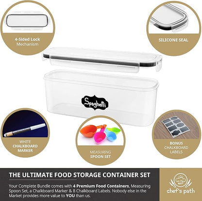 Chef's Path Airtight Food Storage Container Set (Set of 6) - Ideal for Pasta, Spaghetti & Noodles - Pasta Containers for Kitchen Organization and Storage - Plastic Canisters with Durable Lids
