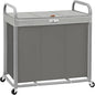 STORAGE MANIAC 3 Section Laundry Sorter, 60 Gal. Laundry Hamper Cart with Heavy Duty Rolling Lockable Wheels and Removable Bags, Clothes Organizer Basket Clothes Separator Hamper, Gray with Lid