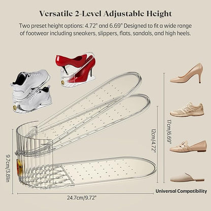 Clear 20 Pack Shoe Slot Organizer, Shoe Stacker Organizer Holders for A Pair of Shoes, Adjustable Thickening Double Layer 50% Shoe Space Saver Rack Storage for Closet (clear, 20 pack)