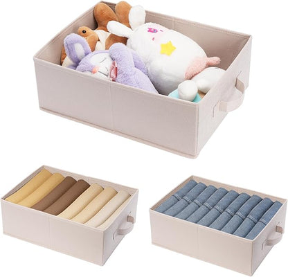 Clothings Collapsible Storage Bins, Foldable Organizers and Storage Baskets Cube Storage Bin for Bedroom Living Room (4 Pack) (Flaxen, 15.4x11.4x5.5inch)