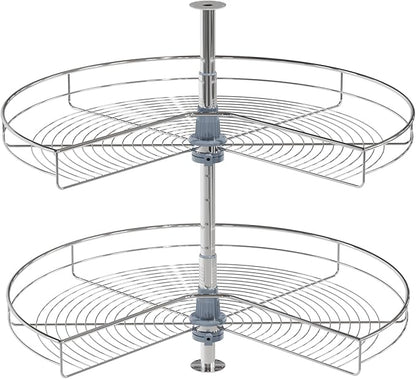 Dowell Base Cabinet Kidney Shape Dia.32 270° Lazy Susan, 2 Shelves, Kitchen Base Corner Cabinet Organizer (Chrome 4001 270 32)