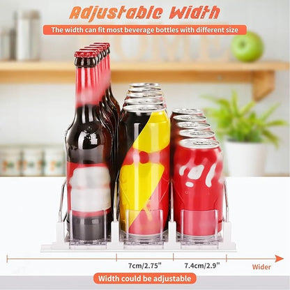Beverage Can Holder, Soda Can Organizer Dispenser, Self Pushing Soda Can Organizer for Refrigerator (White)