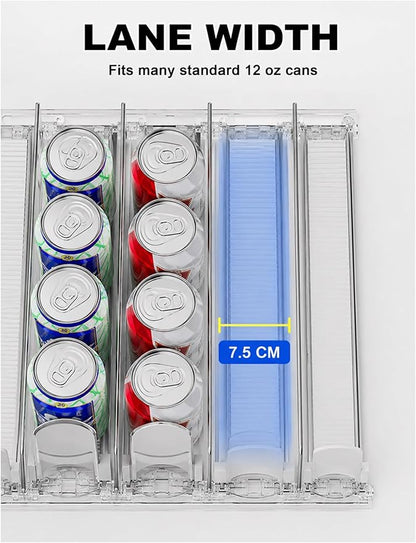Automatic Can Dispenser for Refrigerator, Beverage Can Organizer Rack, Rolling Soda Drink Holder, Fridge Storage for Soda, Beer and Energy Drink Cans(7.5 x 51 cm)