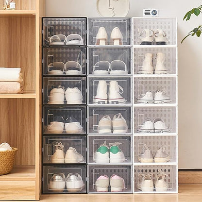Shoe Storage Boxes 3pcs Dustproof Plastic Shoe Organizer for High-top Sneakers and Boots for Home Closet Gray 34x15.5x24cm