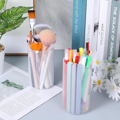 Retractable Makeup Brush Holders Plastic Clear Portable Cosmetic Organizer Travel Makeup Accessories Cups with Lid Dustproof Brushes Storage Case Brushes Organizer for Women Makeups Artist