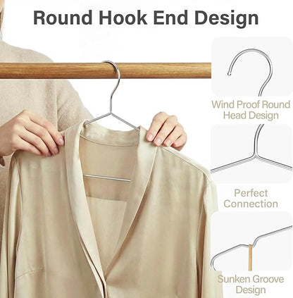 Vakoo Coat Hanger, 40 Pack Metal Wire Hangers for Clothes, Stainless Steel, Heavy Duty, Ultra Thin, Space Saving, 16.5 Inch