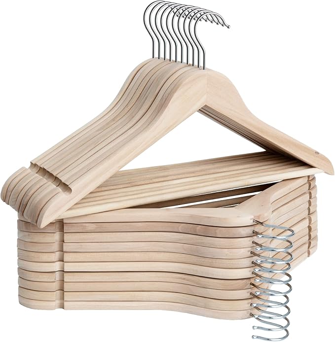 StorageWorks Clothes Hanger 20 Pack, Wooden Coat Hangers for Shirts, Jackets, Pants, Suits, Sweaters, Lotus Wood