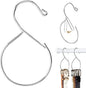 MEILIDY Belt Hanger, Compact Metal Belt Rack Hooks with Safety Buckle for Closet, Silver, 2 Pcs