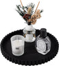 Round Bathroom Tray Silicone Kitchen Counter Decor Vanity Organizer Decorative Coffee Table Tray for Perfume, Candle, Soap Dish, 9 Inch, Black