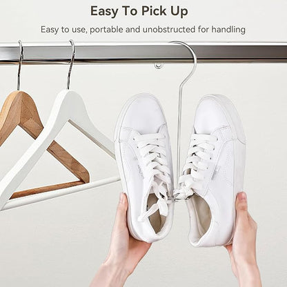 HERCHR 5 Pack Shoes Hangers Hanging Drying Rack, Hanging Shoe Organizers Shoe Hooks for Closet Organizer Storage(Silver)