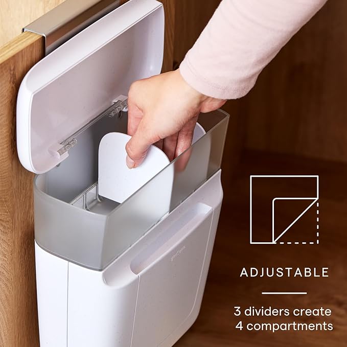 YouCopia DoorStash Toiletry Organizer, Hanging Bathroom Cabinet Door Organizer with 3 Adjustable Compartments and Covered Lid for Accessory Organization