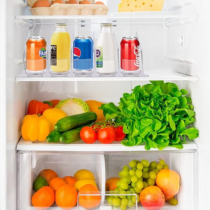Drink Dispenser for Fridge, 5 Row Self-Pushing Soda Can Organizer for Refrigerator, Width Ajustable Beverage Pusher Glide Beer Pop Can Water Bottle Storage for Pantry (5 Row)