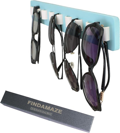 Sunglasses Organizer Wall Mounted Wood Sunglass Holder for Home Glasses Holder/Sunglasses Rack,Home Decor (Lake Blue-1pcs-long)