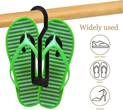 Ciieeo 20pcs Black Plastic Shoe Hooks for Hanging Sandals and Slippers, Shoe Drying Rack Hangers for Home and Retail Storage Organizer