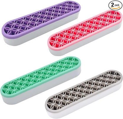 4 PCS Multi-Purpose Cosmetic Storage Box, Desktop Organizers Silicone Make Up Brush Storage Stand, Desktop Storage Box for Eyeliner Pencil, Painting Brush (Green/Pink/Grey/Purple)