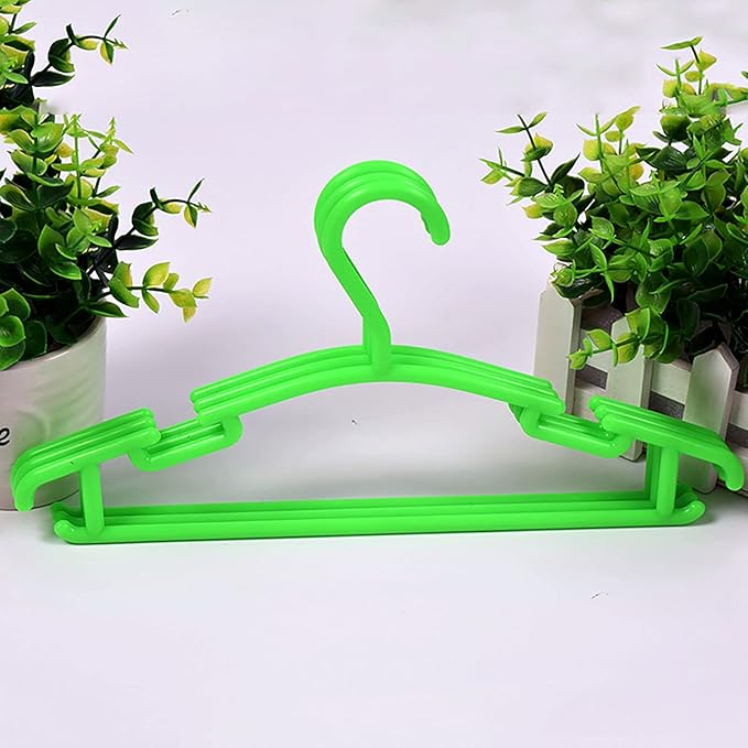 YYaaloa 60pcs Kids Clothes Hangers, Green, Plastic, Heavy Duty, Triangular, 10.6 x 5.9 inches, Ideal for Baby & Kids' Clothes