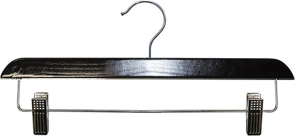 NAHANCO Contemporary Collection: Wooden Skirt/Pant Hanger, 14" Black (Pack of 100)
