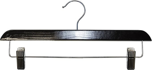 NAHANCO Contemporary Collection: Wooden Skirt/Pant Hanger, 14" Black (Pack of 100)