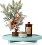 Round Decorative Tray Wood Bathroom Counter Organizer Farmhouse Kitchen Decor Wooden Riser for Soap Dish, Perfume, Candle, Sponge, 12" - Light Blue