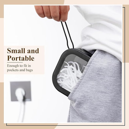 Kathfly 2 Pack Hair Tie Organizer Portable Hairband Holder Portable Hair Accessories Organizer Hanging Storage Container for Cotton Swab Bobby Pin Small Items on Desktop(Black)