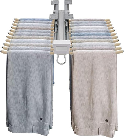 Pull Out Trousers Rack Pants Hanger Bar, 22 Arms Steel Pull Out Pants Rack,Top-Mounted Jeans Pants Clothes Organizers Hanger for Displaying & Storing Trousers,Towels