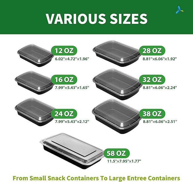 38oz Heavy Duty Meal Prep Containers with Lids, APSIC 50 Sets 1-Compartment Disposable Plastic To Go Containers, BPA Free Microwave Safe Take Out Food Storage Box for Lunch Leftover Freezer Dishwasher