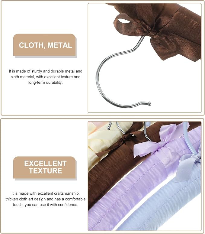 5Pcs Satin Padded Hangers Anti Slip Clothes Hangers Sweater Hangers Dress Shirt Hanger for Wedding Dresses Hangers Party Favors