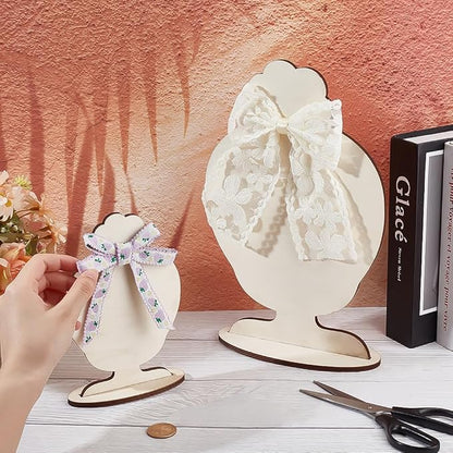PH PandaHall 2pcs Wood Hat Hairband Display Stand 2 Sizes Hair Clip Holder Wooden Hat Stand Racks Headband Storage Display Board Rustic Hair Tie Holders for Headband Hats Necklace Accessories Dresser