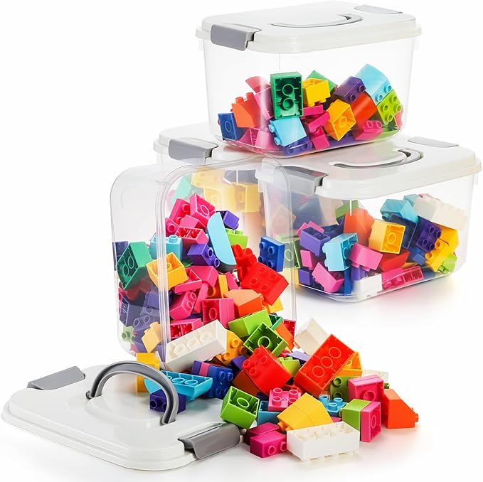 Elsjoy 8 Pack 5.5 Quart Plastic Storage Bins with Lid and Handle, Clear Latch Storage Box Stackable Organizing Bins, Lidded Storage Container for Home, Office