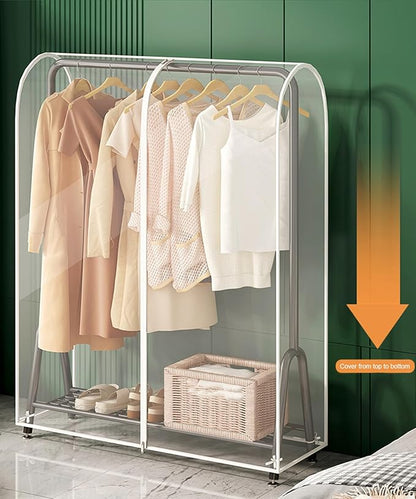 Clear Garment Rack Cover with Zipper Clothes Hanging Rack Cover Dustproof Waterproof Clothing Storage Protector (39.4x20x60 inch)