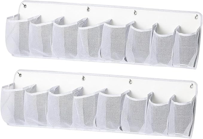 2 Pieces RV Shoe Storage Bags Shoes Rack Practical Hanging Shoe Organizer for Tools Accessories Books Camping Dorm Pantry, White