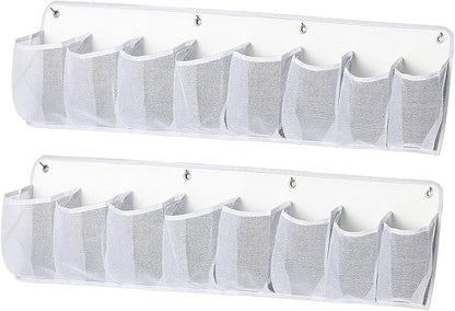 2 Pieces RV Shoe Storage Bags Shoes Rack Practical Hanging Shoe Organizer for Tools Accessories Books Camping Dorm Pantry, White