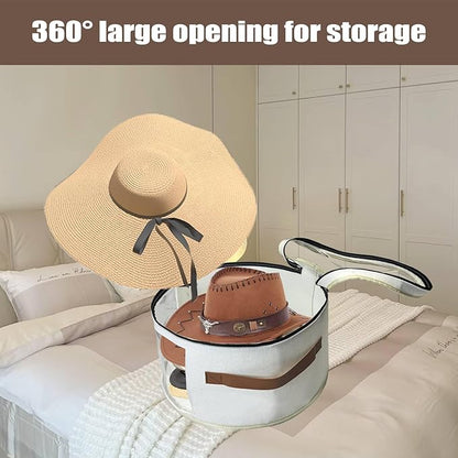 STARGAZ Oversized Clear Hat Storage Bag, Hat boxes for women storage, Cowboy hat storage, Hat accessories, hat organizer for closet, hat travel case with Handle, Holds Up to 10 Hats (White 1 Pack)