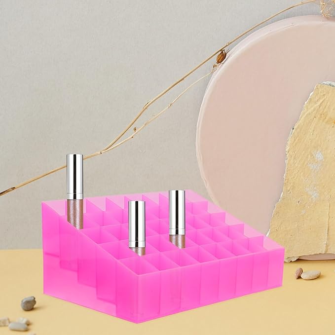 Cabilock Lipstick Storage Box 40 Slots Cosmetic Holder Dustproof Makeup Palette Organizer Makeup Shelf