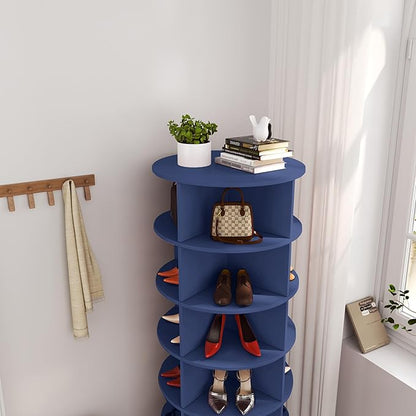 HomVent Rotating Shoe Rack, 7-Tier Spinning Shoe Rack Tower, Free Standing 360° Revolving Shoe Organizer Shoe Storage Shelf Hold Over 28 Pairs Shoes for Entryway Living Room
