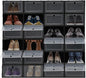 24 Pack Stackable Shoe Boxes with Clear Lids - Foldable Shoe Storage Organizer for Closet Cabinet, Color Options for Sneakers Flats Home Organization (Black)
