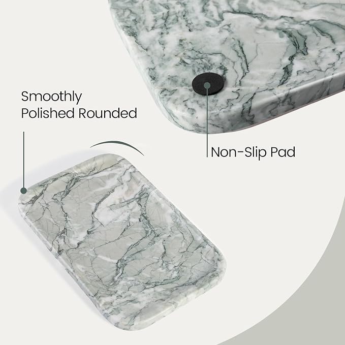 Karibiber Vanity Tray, Marble Bathroom Tray Countertop, Decorative Dresser Organizer, Green Stone for Perfume Jewelry Holder Storage for Kitchen Sink(Light Green)
