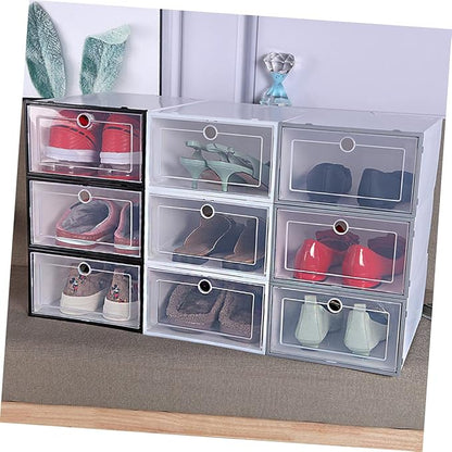 iplusmile 6pcs Transparent Plastic Shoe Boxes Drawer Type Stackable Shoes Storage Containers Dustproof Organizer for Men for