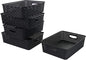 5 Packs Plastic Paper Storage Basket Tray for Office, Black
