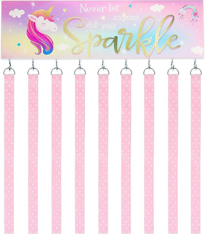 Jetec Hair Bow Organizers, Hair Clip Holders, Hello Beautiful Wall Mount Jewelry Holder with 9 Hooks for Room(Unicorn Style)