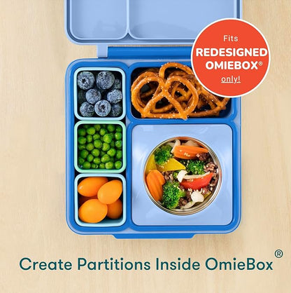 OmieBox (2 Pack) Leakproof Dips Containers to Go, Salad Dressing Container, Condiment Container with Lids - Food Safe Silicone - 4 Ounces (Blue/Mint)