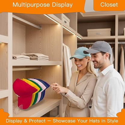 Hat Stands, Holder Organizer for Baseball Caps, 2 Pack Acrylic No-Install Hat Rack for 14 Caps Storage, Hat Organizer Display Stand for Closet, Bedroom, Dresser, Office, Shelf Decoration