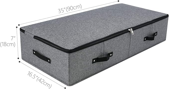 AMJ Extra Length Under Bed Storage Organization Containers for Shoes, Clothing, Bedding, 35.5 x 16.5 x 7“, Black Gray
